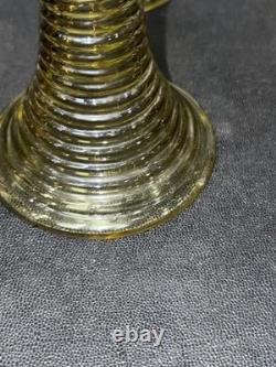 Lot de 6 verres Roemer anciens en verre soufflé ambré / olive H 15,5 cm