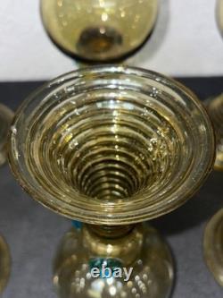 Lot de 6 verres Roemer anciens en verre soufflé ambré / olive H 15,5 cm