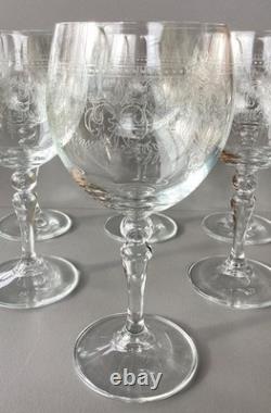 Lot de 6 verres à eau en cristal gravé anciens st louis ou baccarat