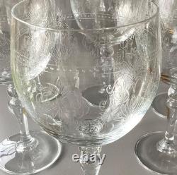 Lot de 6 verres à eau en cristal gravé anciens st louis ou baccarat