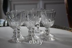 Lot de 7 Anciens Verres à Vin ou Porto en Cristal Baccarat, Modèle Gondole