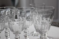 Lot de 7 Anciens Verres à Vin ou Porto en Cristal Baccarat, Modèle Gondole