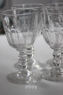 Lot de 7 Anciens Verres à Vin ou Porto en Cristal Baccarat, Modèle Gondole
