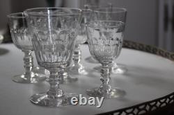 Lot de 7 Anciens Verres à Vin ou Porto en Cristal Baccarat, Modèle Gondole