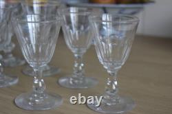 Lot de 9 Anciens Verres à Vin ou Porto en Cristal Baccarat ou Saint Louis