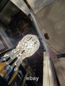 Lustre Pampilles Cristal Corbeille Ancien