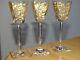 MOSER 3 ANCIENS VERRES LIQUEUR GRAVURE GOLD CRISTAL ht 12,5 cm