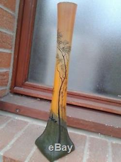 Magnifique ancien grand vase signé LEGRAS gravé à l'acide