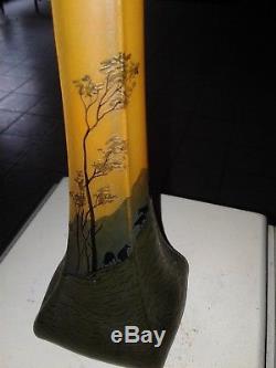 Magnifique ancien grand vase signé LEGRAS gravé à l'acide