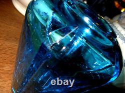 Magnifique vase en cristal bleu de sèvres ancien signé Cristal Sèvres France