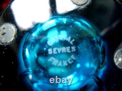 Magnifique vase en cristal bleu de sèvres ancien signé Cristal Sèvres France