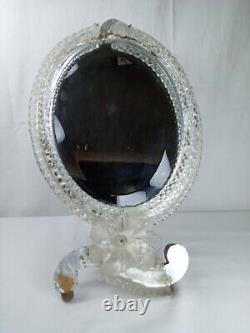 Miroir de coiffeuse ancien en verre de Murano Italie Venise ànnées 50-60
