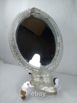 Miroir de coiffeuse ancien en verre de Murano Italie Venise ànnées 50-60