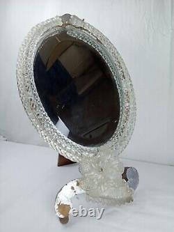 Miroir de coiffeuse ancien en verre de Murano Italie Venise ànnées 50-60