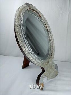Miroir de coiffeuse ancien en verre de Murano Italie Venise ànnées 50-60