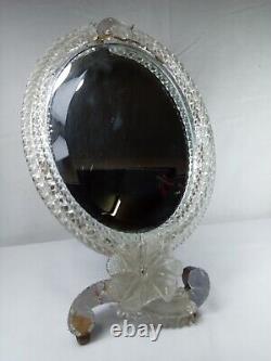 Miroir de coiffeuse ancien en verre de Murano Italie Venise ànnées 50-60