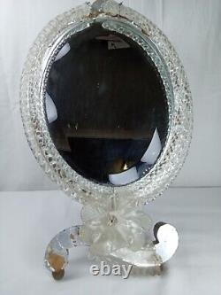 Miroir de coiffeuse ancien en verre de Murano Italie Venise ànnées 50-60