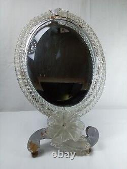 Miroir de coiffeuse ancien en verre de Murano Italie Venise ànnées 50-60