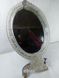 Miroir de coiffeuse ancien en verre de Murano Italie Venise ànnées 50-60