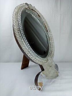 Miroir de coiffeuse ancien en verre de Murano Italie Venise ànnées 50-60