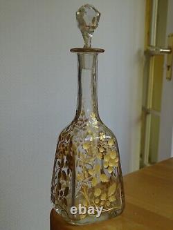 Moser Ancienne Carafe A Aperitif Cristal Gravure Florale Rehausse A L'or 1920