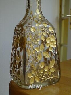Moser Ancienne Carafe A Aperitif Cristal Gravure Florale Rehausse A L'or 1920