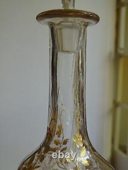 Moser Ancienne Carafe A Aperitif Cristal Gravure Florale Rehausse A L'or 1920