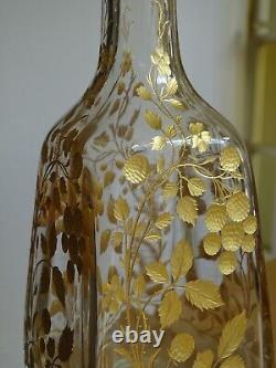 Moser Ancienne Carafe A Aperitif Cristal Gravure Florale Rehausse A L'or 1920