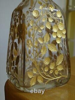 Moser Ancienne Carafe A Aperitif Cristal Gravure Florale Rehausse A L'or 1920
