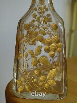 Moser Ancienne Carafe A Aperitif Cristal Gravure Florale Rehausse A L'or 1920