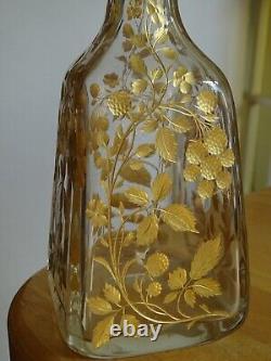 Moser Ancienne Carafe A Aperitif Cristal Gravure Florale Rehausse A L'or 1920