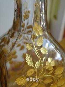 Moser Ancienne Carafe A Aperitif Cristal Gravure Florale Rehausse A L'or 1920