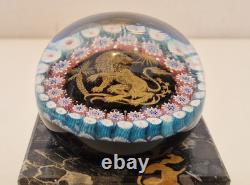 Murano Sulfure ancien décor lion et millefiori D. 8 cm ca 1950 Zodiaque