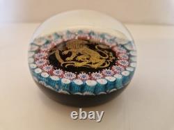 Murano Sulfure ancien décor lion et millefiori D. 8 cm ca 1950 Zodiaque
