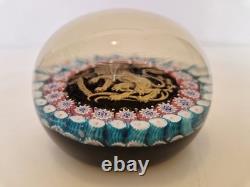 Murano Sulfure ancien décor lion et millefiori D. 8 cm ca 1950 Zodiaque