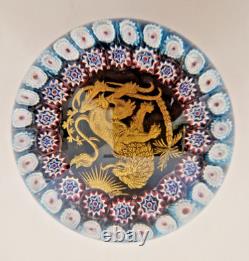 Murano Sulfure ancien décor lion et millefiori D. 8 cm ca 1950 Zodiaque