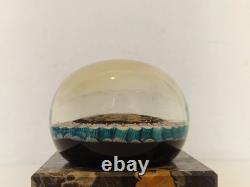 Murano Sulfure ancien décor lion et millefiori D. 8 cm ca 1950 Zodiaque