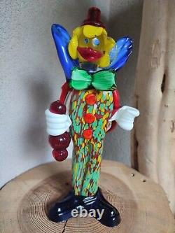 Murano ancien clown coloré statuette verre collection déco XXe vitrine