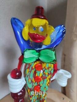 Murano ancien clown coloré statuette verre collection déco XXe vitrine