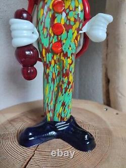 Murano ancien clown coloré statuette verre collection déco XXe vitrine