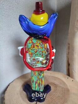 Murano ancien clown coloré statuette verre collection déco XXe vitrine