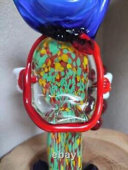 Murano ancien clown coloré statuette verre collection déco XXe vitrine