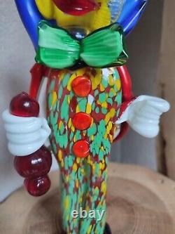 Murano ancien clown coloré statuette verre collection déco XXe vitrine