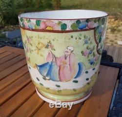 No vase ancien cache pot opaline décor au chinois dlg bayeux napoleon baccarat