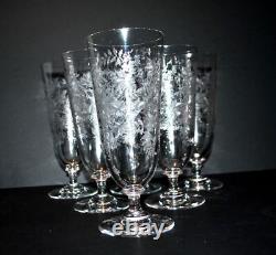 PORTIEUX Lot 6 Verres à bière anciens Bocks Gravure chimique craquelée Lydie