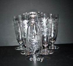 PORTIEUX Lot 6 Verres à bière anciens Bocks Gravure chimique craquelée Lydie