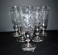 PORTIEUX Lot 6 Verres à bière anciens Bocks Gravure chimique craquelée Lydie