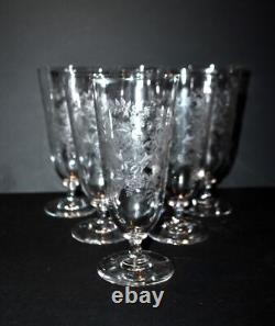 PORTIEUX Lot 6 Verres à bière anciens Bocks Gravure chimique craquelée Lydie