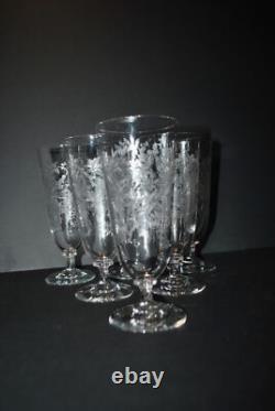PORTIEUX Lot 6 Verres à bière anciens Bocks Gravure chimique craquelée Lydie