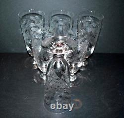 PORTIEUX Lot 6 Verres à bière anciens Bocks Gravure chimique craquelée Lydie